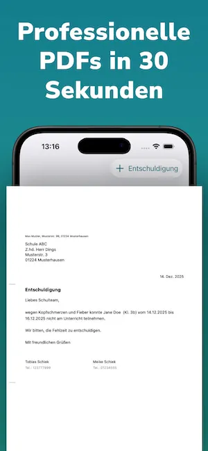 Schulentschuldigungen: Excuso – Screenshot 1