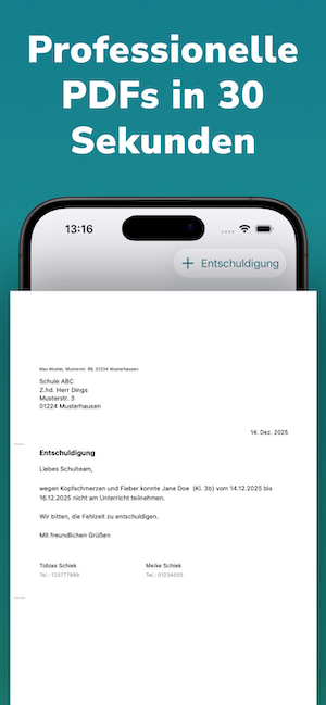 Schulentschuldigungen - Excuso Screenshot 1